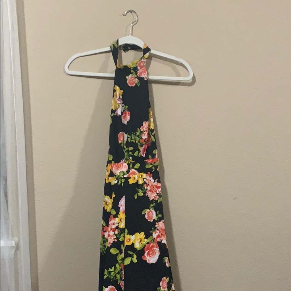 Backless Floral Pantsuit